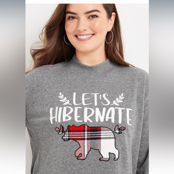 Maurices Sweaters - ✨HP x2 NWT Maurices “Let’s Hibernate” Grey Sweater Size Large New
